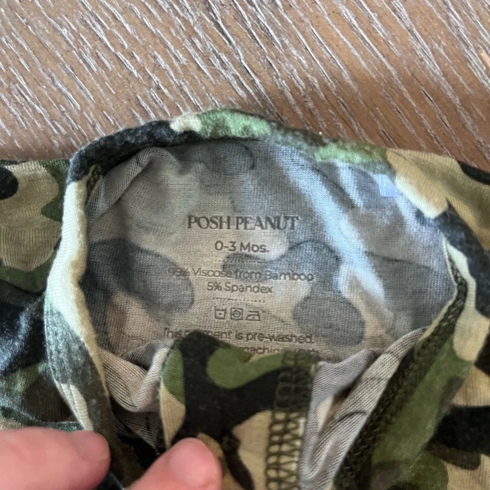 Posh Peanut Green Camouflage Baby Onesie